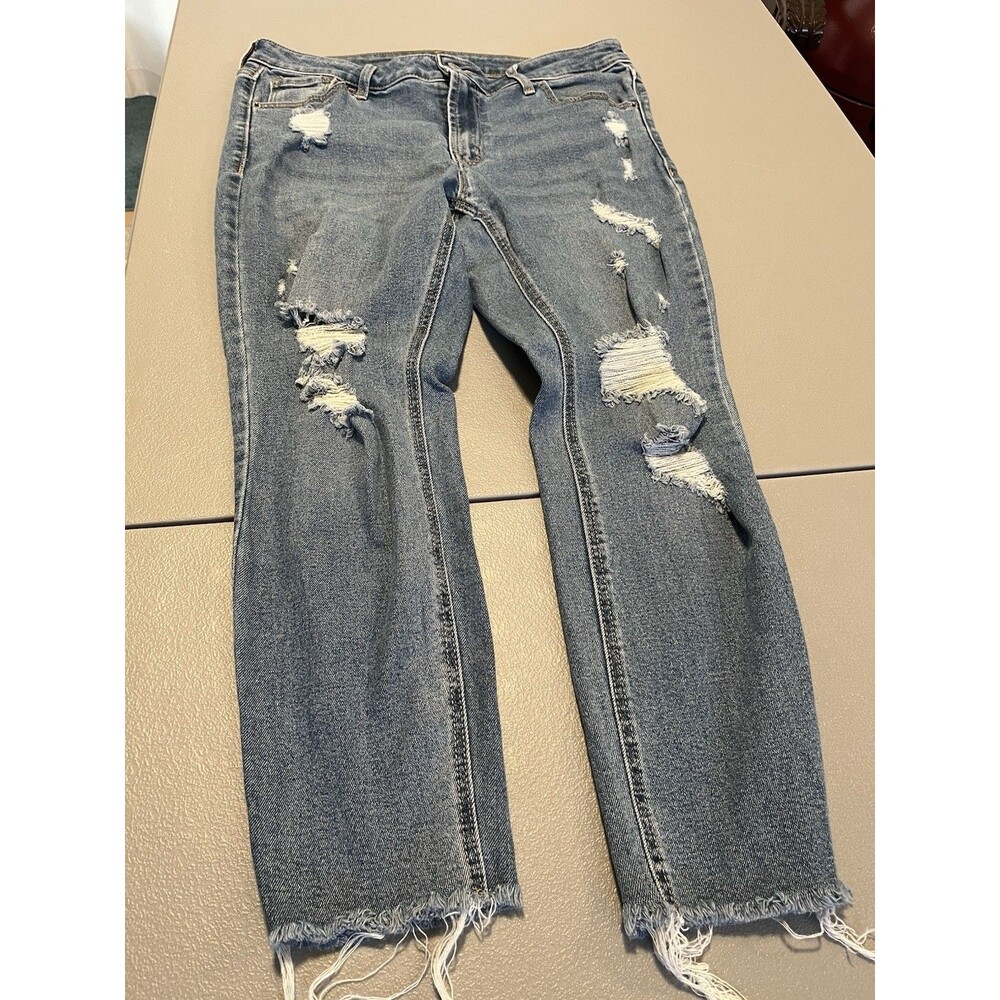 Old Navy Women's Rockstar Super Skinny Distressed Hem Threads Jeans Size12 NWOT